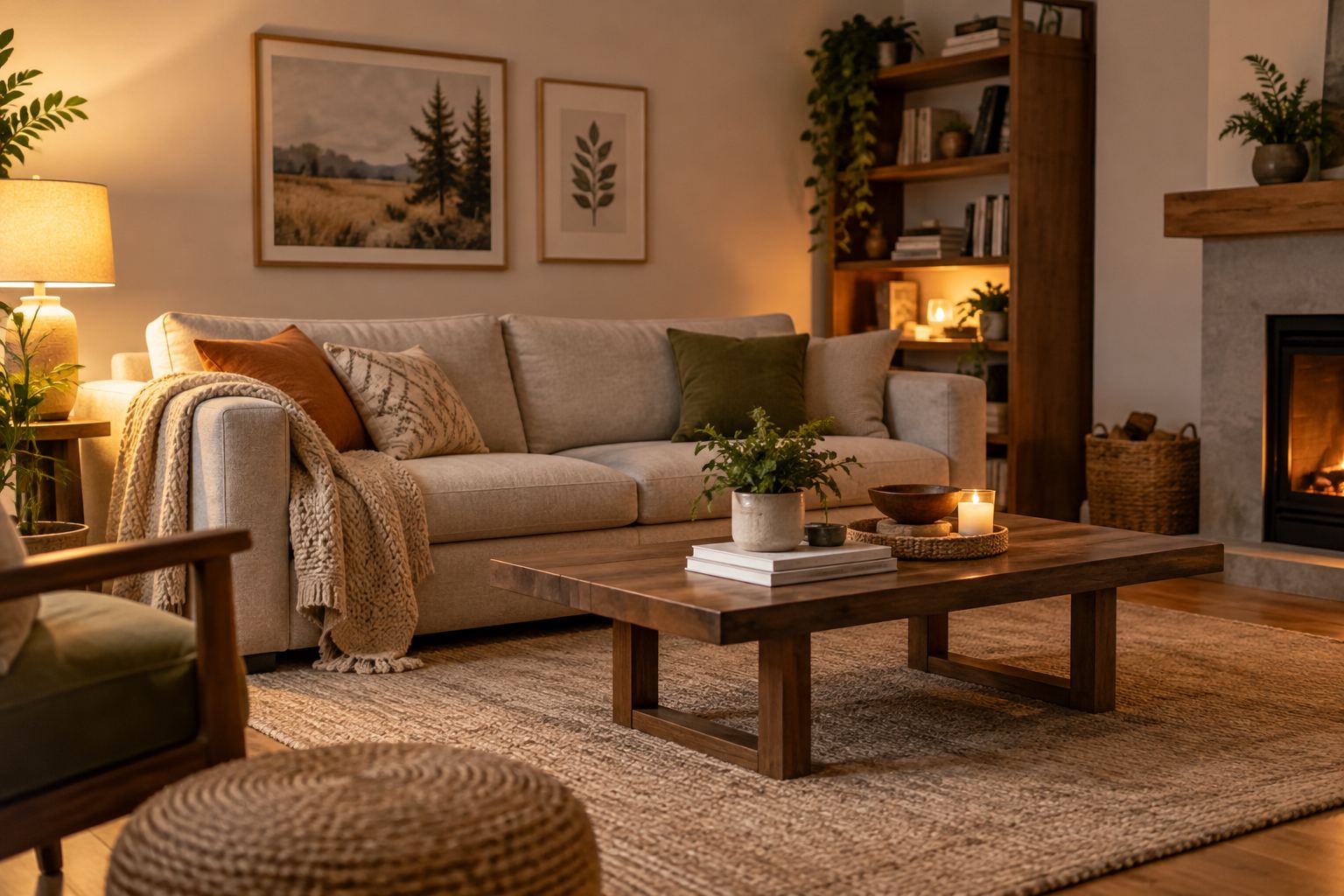 A cozy Plano living room, illustrative